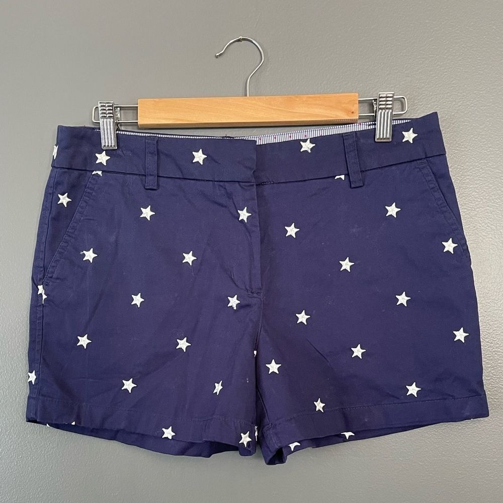 British Khaki Navy Star Print Shorts Preppy Americana Size 6